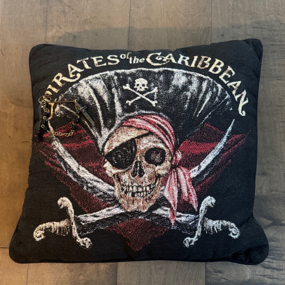 Pirates of the Caribbean Disneyland Resort Decorative Home Pillow with Pin Y2K